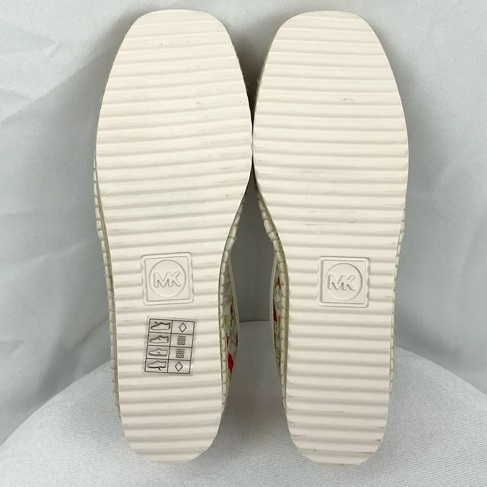 Michael Kors Lenny Espadrille Slip On Shoes Sz 7.5 M New Rose & Signature Flats